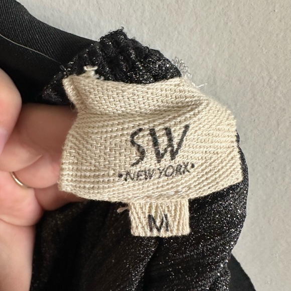 SW New York Black Sparkle Glitter Pleated Midi Skirt size Medium EUC - Picture 5 of 6